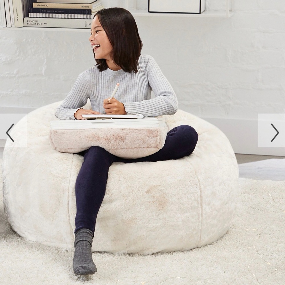 Pottery Barn Teen Polar Bear Faux Fur Ivory Bean Bag Slipcover Only **Size M**
